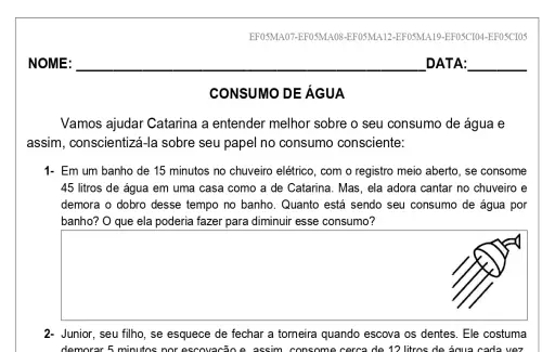 atividade 5º ano dia mundial da água